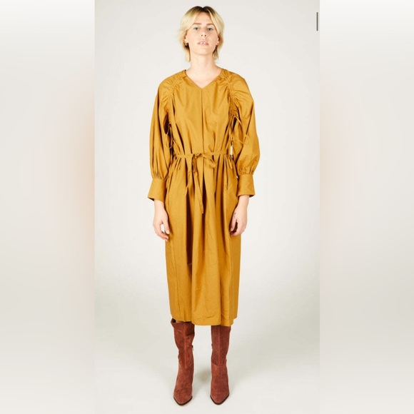 Intentionally Blank Barnes oversized midi dress - mustard poplin - OS - NWT - Picture 4 of 9